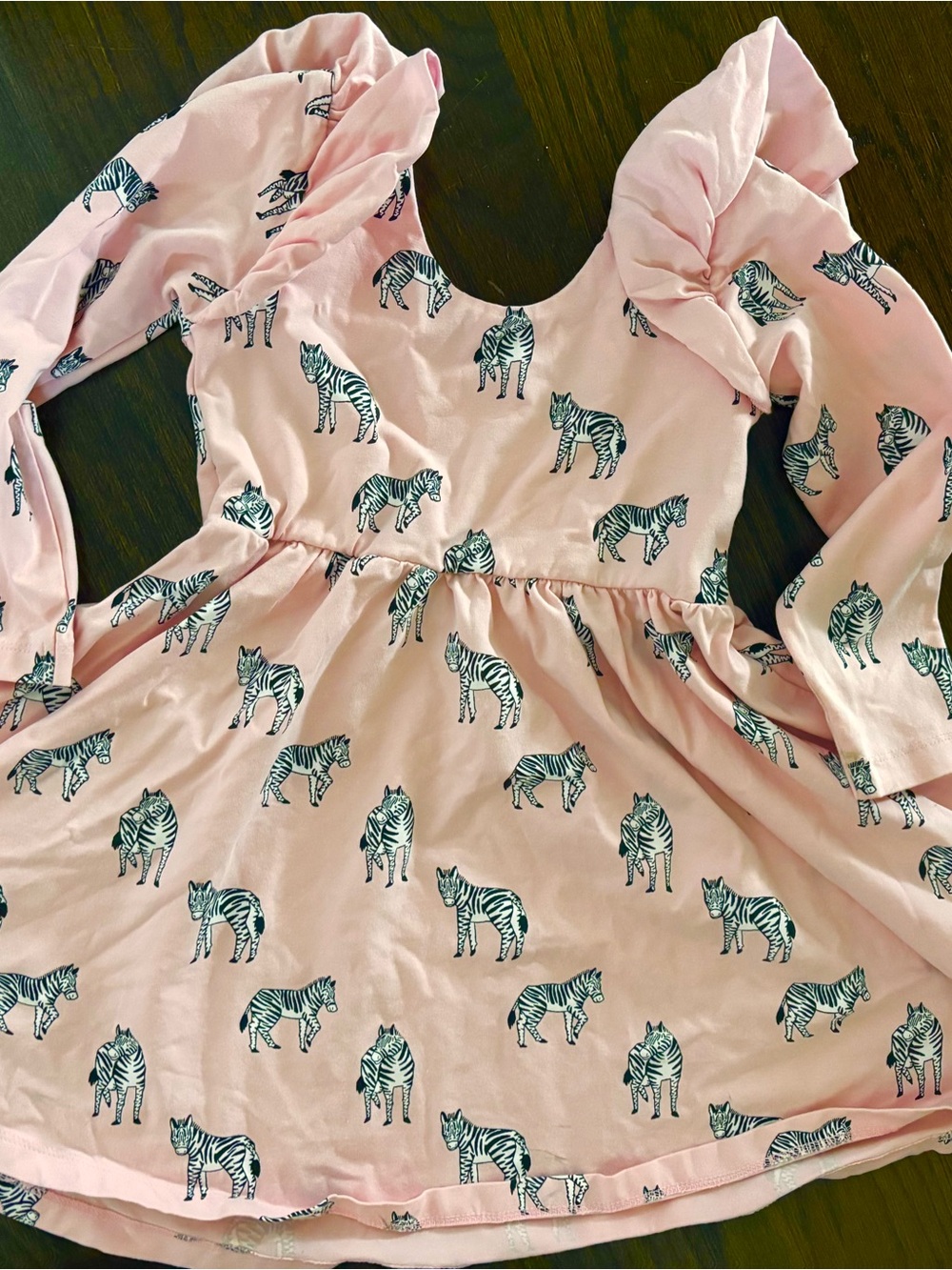 Girls Pink Zebra-Print Long Sleeve Pajama Top Dress